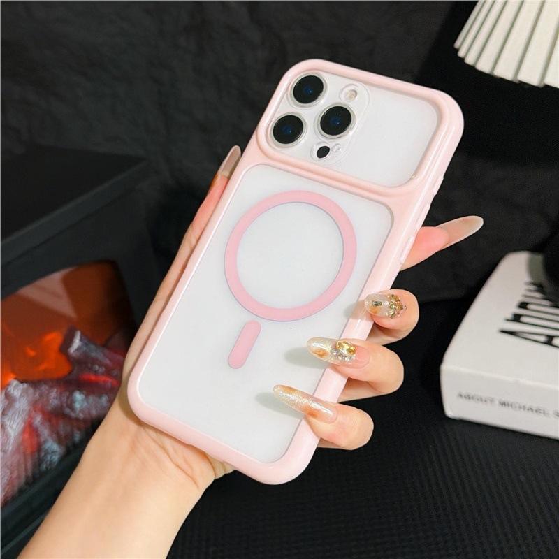 Applicable to Apple 18 seconds change mobile phone case large window iPhone17 acrylic 16PM Macaron 15 magnetic suction hard case