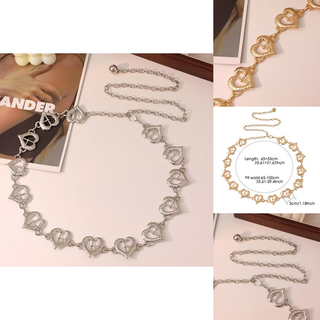 Heart Shaped Metal Waist Chain With Engraved Design For Adult Women Unique Jewelry Gift