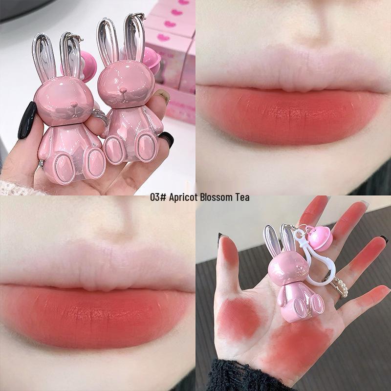 

Gege Bear Pink Rabbit Fur Matte Lip Cream: Vibrant Autumn/Winter Colors, Brightens Complexion, Pendant Design Lipstick, Lip Glaze. 1.8g/ml