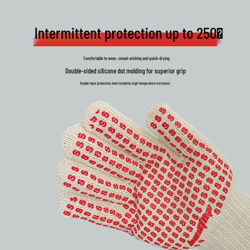 Industrial 250°C Heat-Resistant Cotton Gloves (3 Pairs)