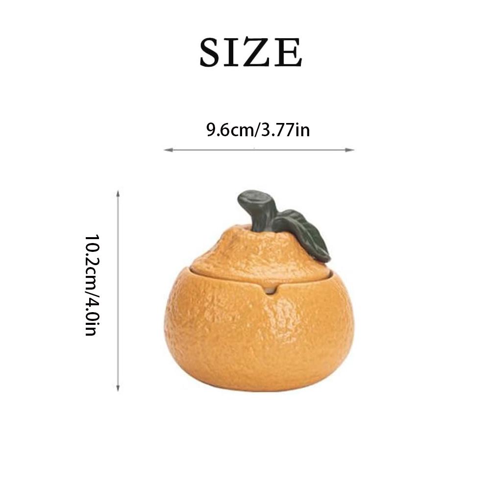 Orange Ashtray Windproof Dustproof Household Desk Tea Table Office Large Capacity Modern Minimalist Style Ceramic Material