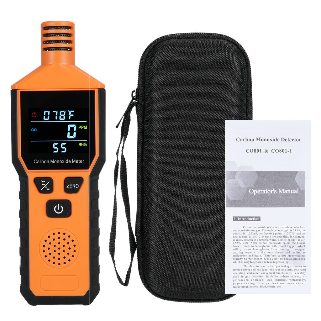 3-in-1 Portable Carbon Monoxide Detector Battery Powerd Handheld Carbon Monoxide Alarm Temperature &Humidity CO Detector Monitor