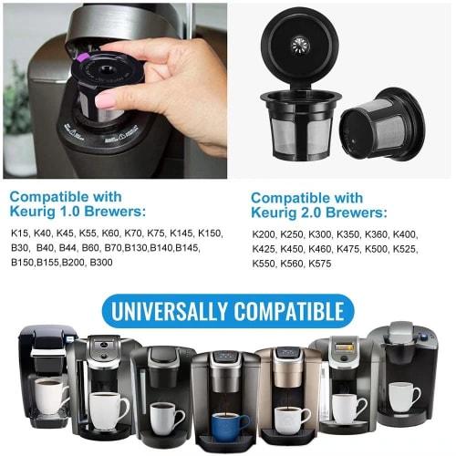 Reusable K-Cup 6-Pack, Universal Compatible, Reusable Coffee Filters, Food-Grade Stainless Steel/Mesh, Eco-Friendly, for Keurig 1.0/2.0 Brewers