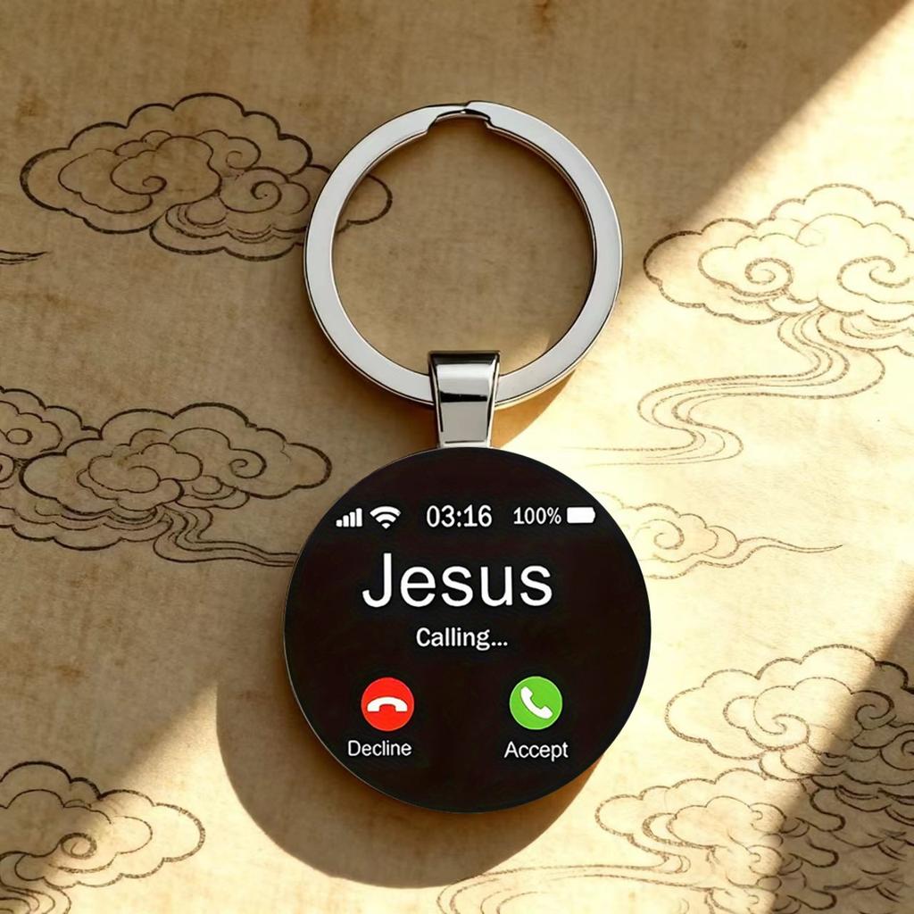 Alloy glass keychain accessory, mobile phone call interface pattern