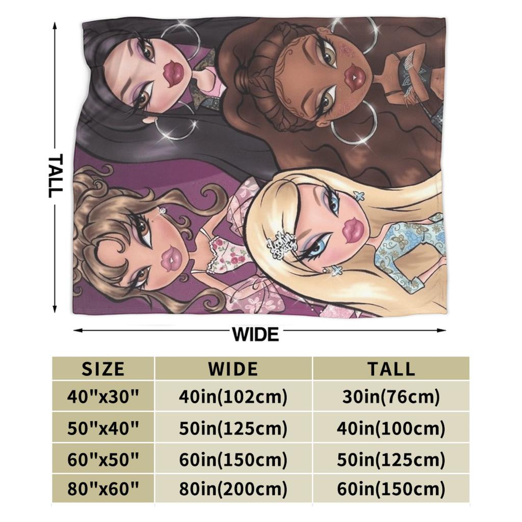 Super Soft blanketChildren Camping Bratz Shining Girls Throw Blanket Flannel Bedspread For Bedroom Graphic Sofa Bed Cover