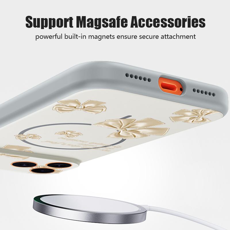 Butterfly Bowknots Pattern Case For iPhone 17 Pro Max Funda iPhone 16 15 14 13 Pro Max Magnetic For Magsafe Hybrid Slim Matte Cover