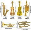 9/18pcs Mini Golden Musical Instrument Ornaments 2-7cm Miniature Guitar Violin Horn Saxophone Dollhouse Decor Desktop Display