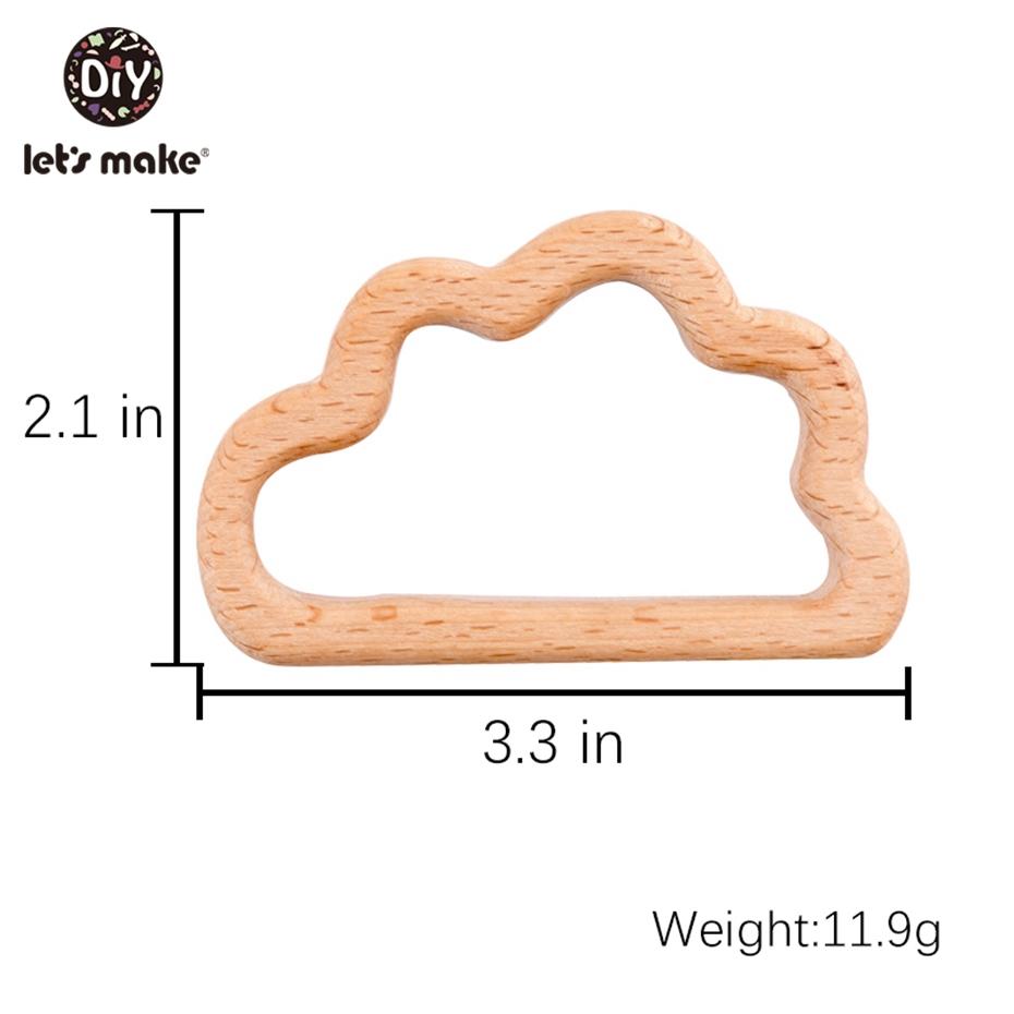 Let's Make Wooden Teether 20pc Natural Wooden Animal Hedgehog Porcupine Teething Rattle Montessori Inspired Nursing Pendant