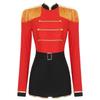 Complete Circus Ringmaster Halloween Costume for Women S-3XL: Fringe Shoulder Jumpsuit with Gold Trim, Contrast Bodysuit