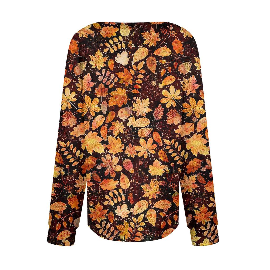 Skjorter med lange armer for kvinner Søt trykk grafisk t-skjorte Bluser Dressy Uformelle bluser Plisserte tunikatopper med rund hals