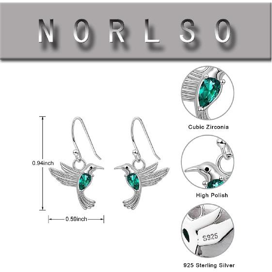 Hummingbird Earrings for Women Silver Bird Earrings Crystals Hummingbird Drop Earrings Colorful Rhinestone Flying Hummingbird Earrings Birthday