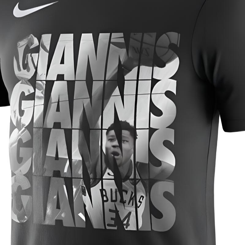 Nike Giannis Antetokounmpo Basketball Sports Quick-Dry Short Sleeve T-Shirt Men Tops Black BV8521-011