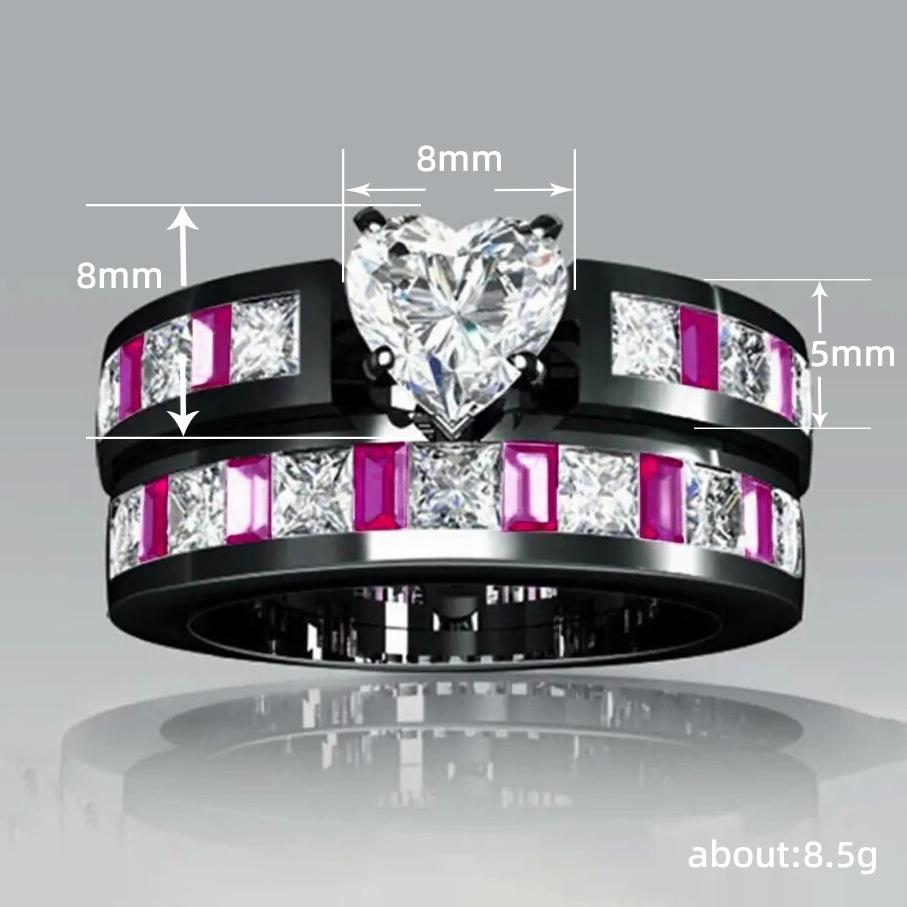 Couple Ring, Love Zircon Classic Contrasting Color Set Ring, Simple Ring.