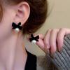 Vintage Black Flocking Earrings Charm Geometric Bowknot Stud Earrings for Women Girls Fashion Unusual Jewelry Ear Accessories