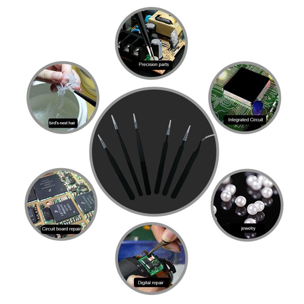 Precision Makeup Antistatická sponka na obočí Pinzeta z nerezové oceli ESD Safe Zahnutá rovná