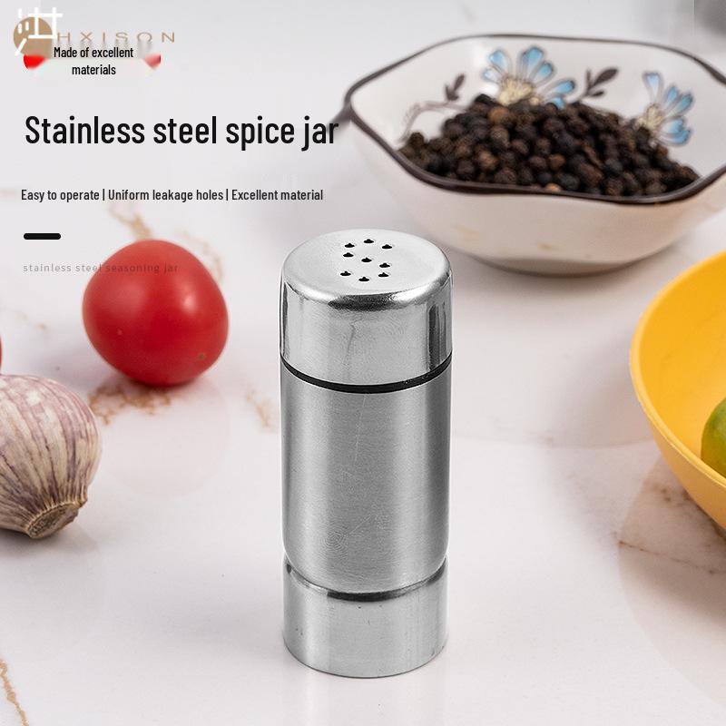 304 Stainless Steel Spice Jar for Kitchen and BBQ Seasonings - Salt, Pepper, and Cumin Container Original серебряный