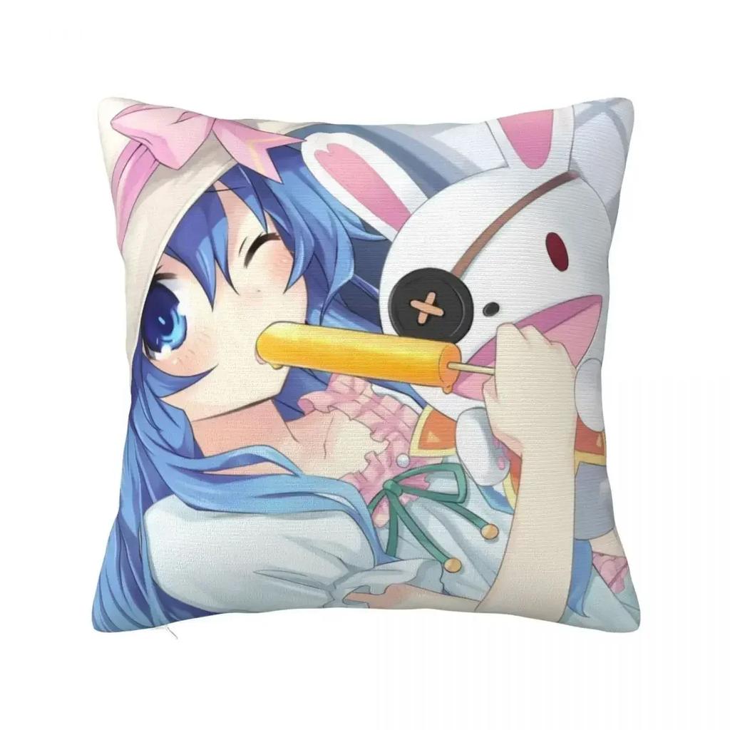 Cute Tohka Yatogami Yoshino Tokisaki Kurumi Square Pillow Case Date A Live Anime Cushion Covers Pillowcase for Home 18"x18"