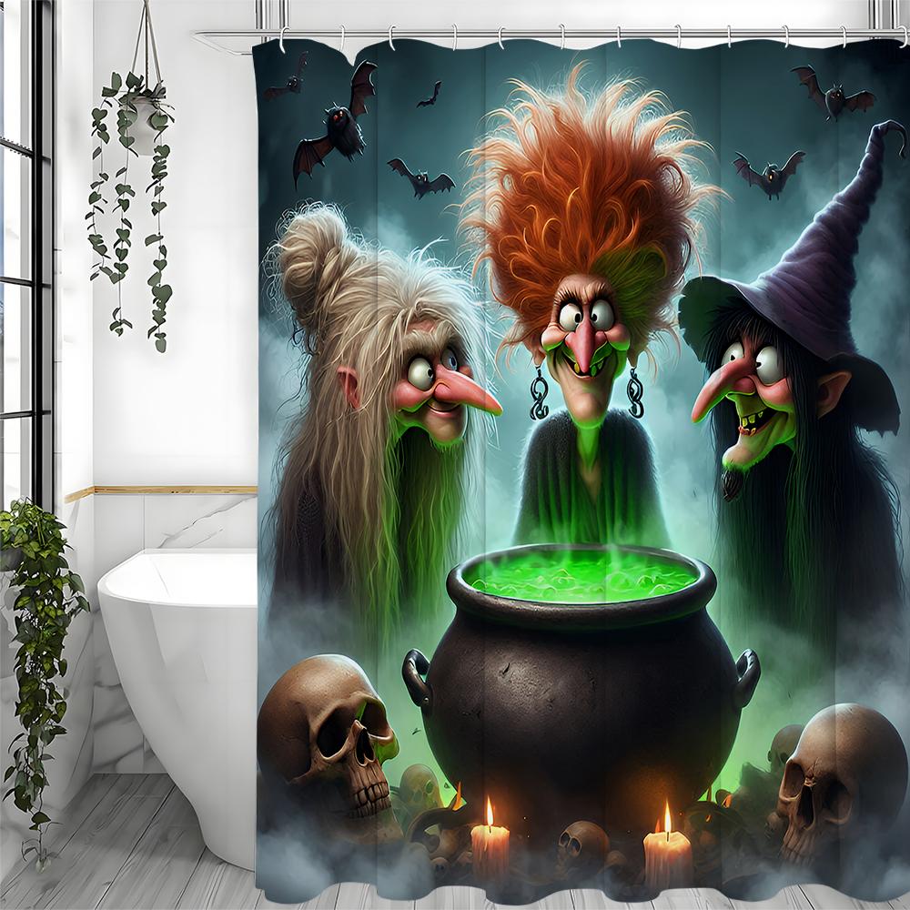 Halloween Magie Hexe Totenkopf Medizin Tank Trank Duschvorhang, Badezimmer Dekorativer Duschvorhang, Wasserdichter Duschvorhang w