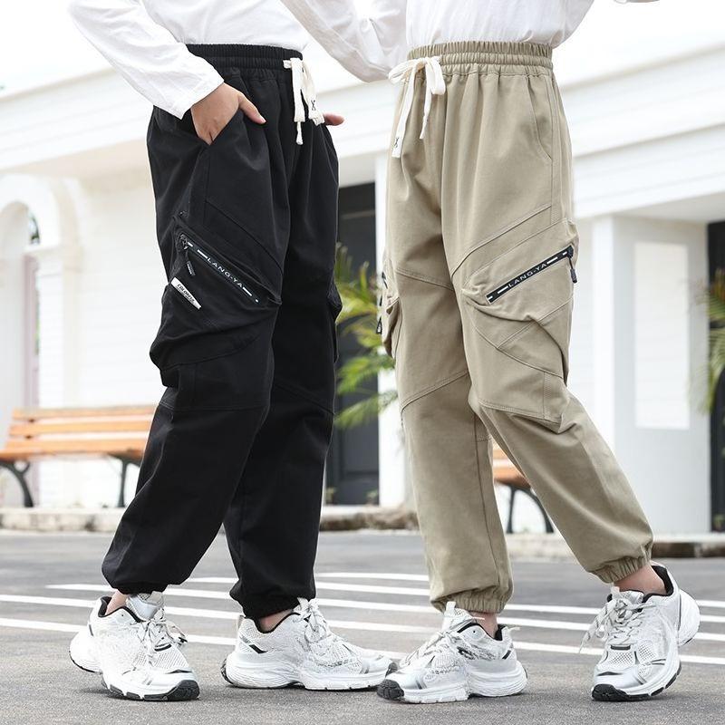 Boys' Loose-Fit 100% Cotton Work Pants: Spring/Fall Children's Casual Sports Pants