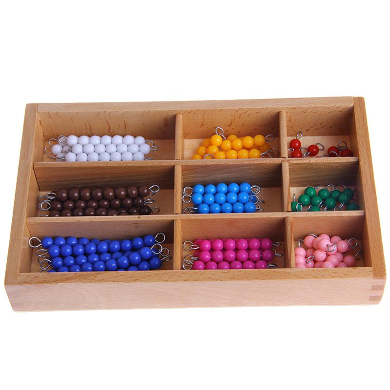 Montessori Matematyka Materiał 1-9 Koraliki Bar w drewnianym pudełku Wczesna zabawka przedszkolna