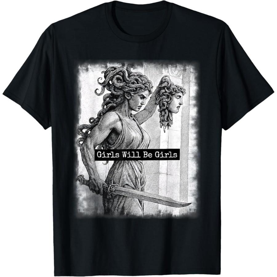 YUZBHOME Girl Will Be Girls Shirts Medusa Feminist Women T-Shirt S