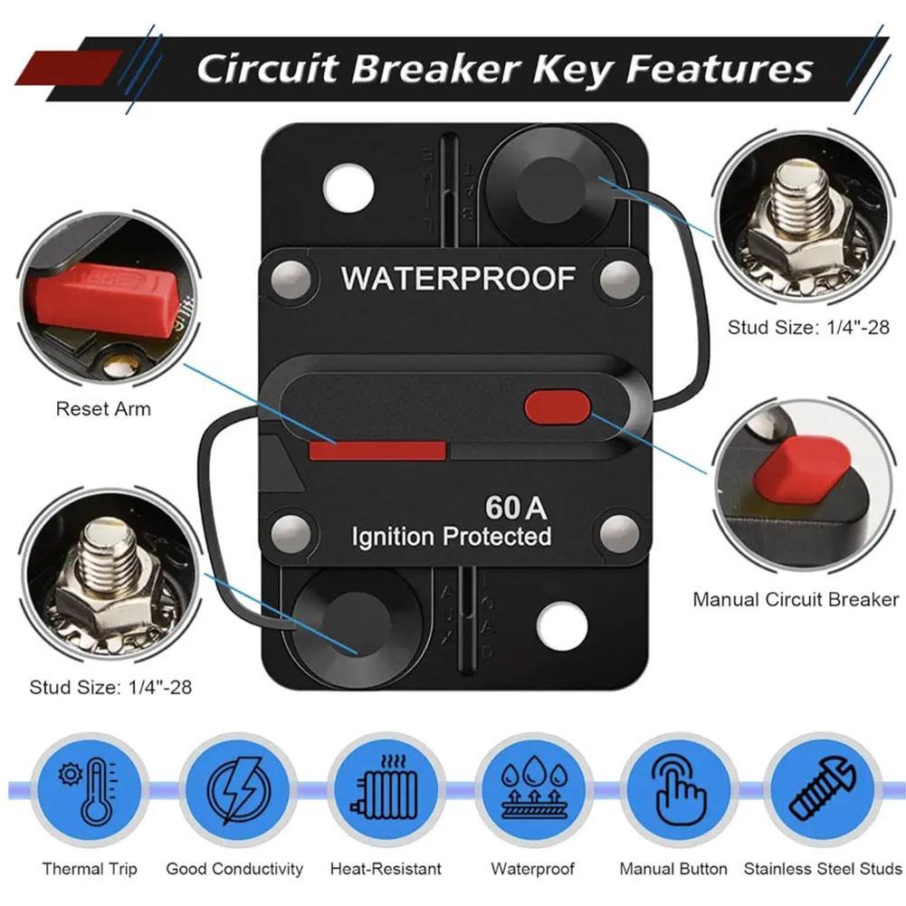

Circuit Breaker Waterproof Inline Fuse Inverter Marine Circuit Breaker For Car ATV Trolling Motors Boat Audio System