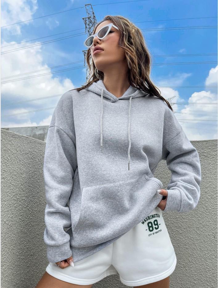 Women's Harajuku Fleece Hoodie with Back Letter Print
