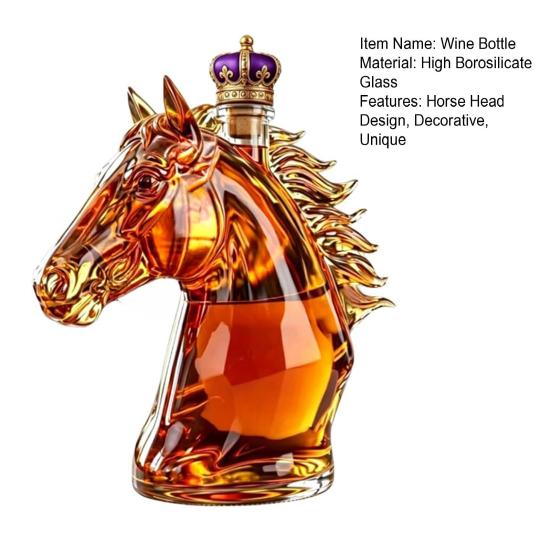 Yousheng Horse Head Whiskey Decanter, Funny Glass Liquor Bottle, 350ml Whiskey Wine Spirits Decanter, Novelty Bar Decor Gift for Men Dad Horse Lovers