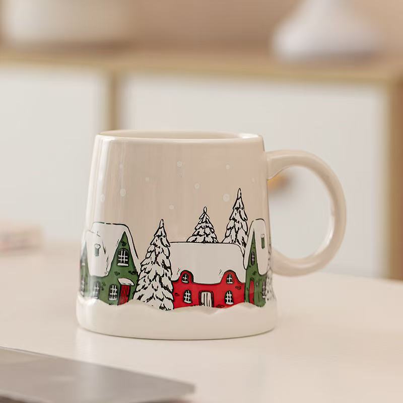 

Cute Christmas Ceramic Cup Coffee Mugs Home Exquisite Afternoon Tea Cups Creativity Breakfast Milk Cute Couple Coffee Cup Gift Y 350