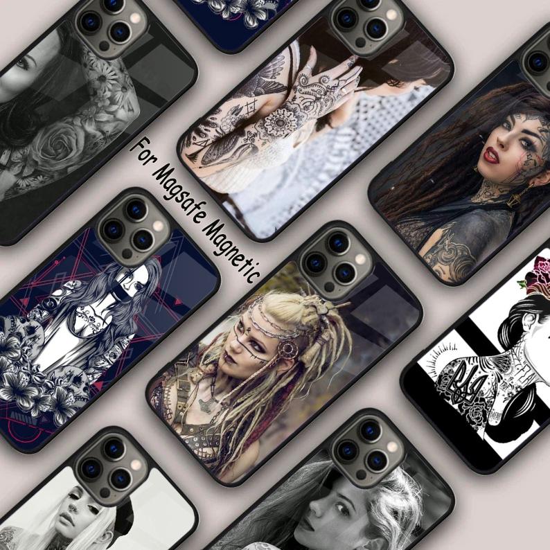 Sexy Sleeve Tattoo Girl Magnetic Phone Case For APPLE iPhone 17 Air 16 14 13 12 Pro Max 15 Plus Wireless Charge MagSafe Cover