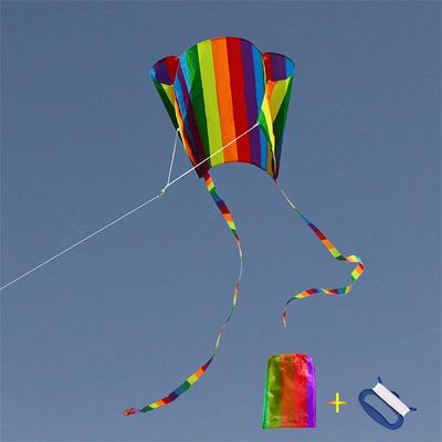 Cerf-volant Arc-en-ciel KOKOSUN, Facile à Assembler, Poignée, Corde de Cerf-volant de 30M, Extérieur, Vole par Brise Légère, Sac de Rangement Inclus (arc en ciel)
