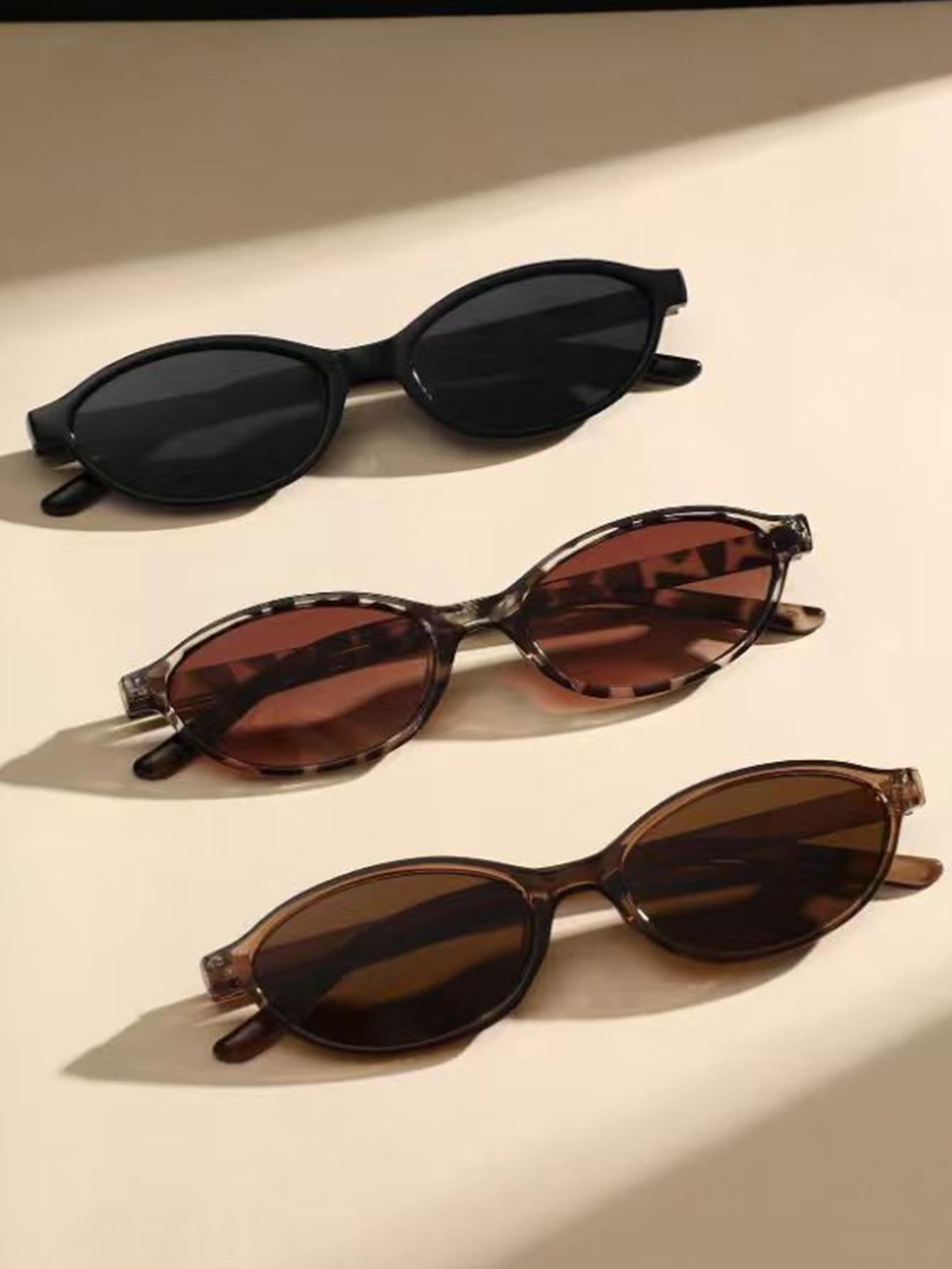 

3Pcs Retro Fashion Simple Oval Small Frame Sunglasses Set Multi-Color Frame Combination Fashion Wear Beach Party Outdoor Activit