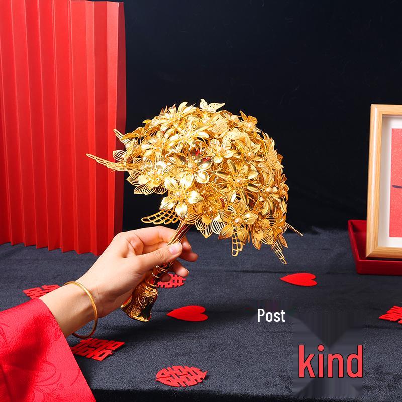 Goldenes Handstrauß DIY-Set: Hochwertiges goldenes Braut- & Brautjungfern-Geschenk für eine chinesische Hochzeit