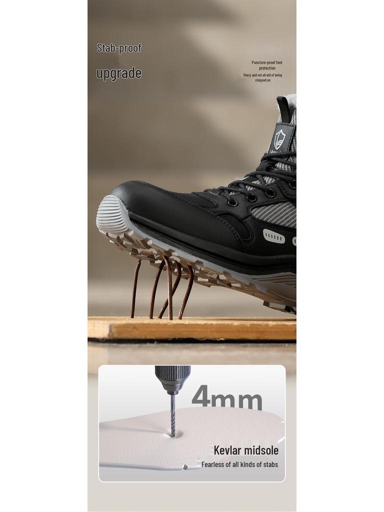 Men's Winter Safety Work Shoes - Blue Gull Shield, Anti-Smash, Anti-Puncture, Wear-Resistant, Plus Velvet Warm.