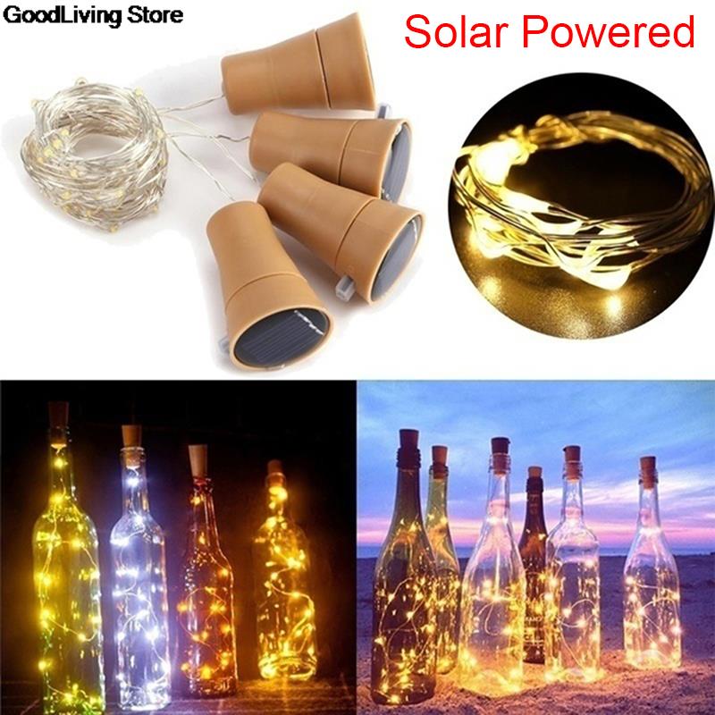 2M Solar Energy Cork Wine Bottle Lights LED Strings Copper Wire Colorful Fairy Lights String for Christmas Party Wedding Decor