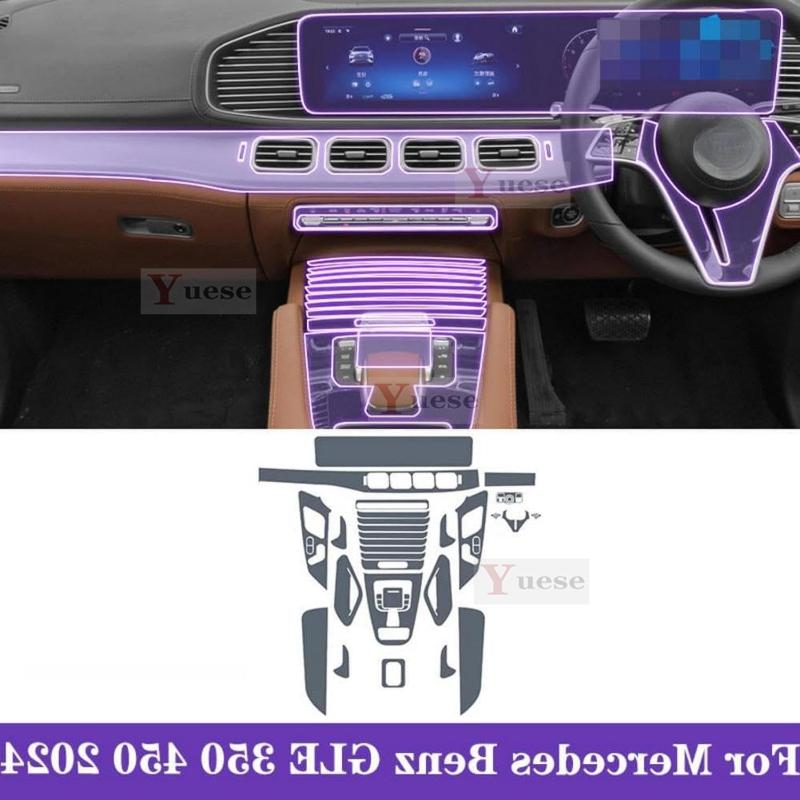 For Mercedes Benz GLE 350 450 2024-2025 Car Interior Center Console Transparent TPU Protective Film Anti-scratch Sticker