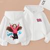 Cartoon Print Hoodie for Girls, Spring/Autumn Casual Breathable Hooded Cardigan Top Outerwear