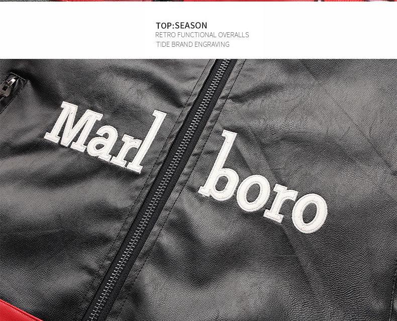 Men's PU Leather Motorcycle Racing Jacket with Velvet Lining - American Style Streetwear Outerwear