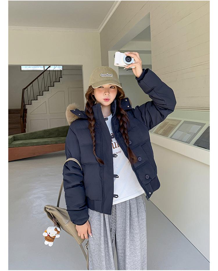 Women’s Short Big Fur Collar Hooded Windproof Thicken Warm Winter Jacket