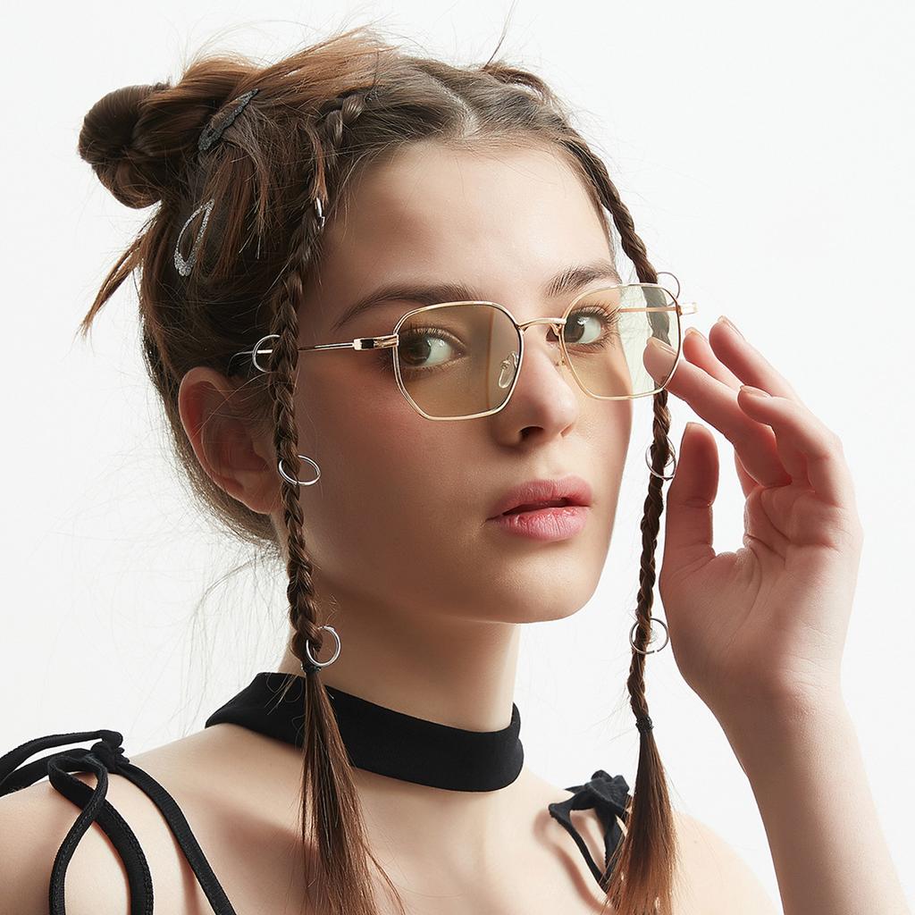 Glasses 9185 Square Polygonal Small Frame Multi-Color Temperament Sunglasses Women, Metal Sunglasses Men