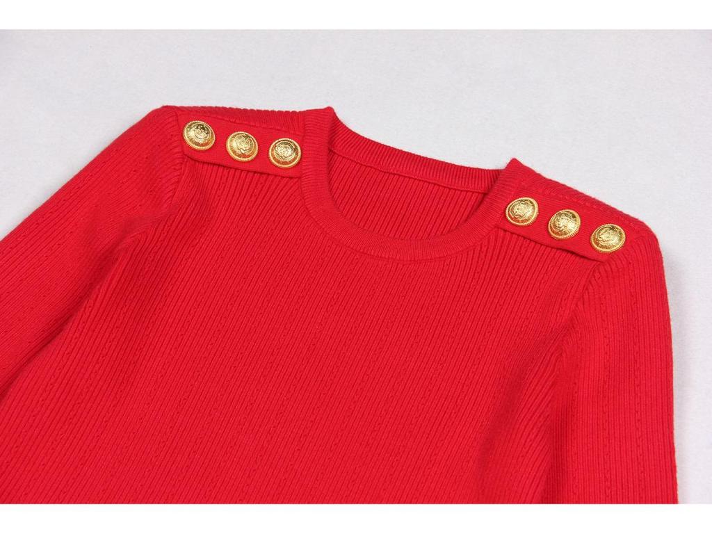 In Stock: 2025 Classic Black Round Neck Wool-Blend Women's Sweater for Spring & Autumn