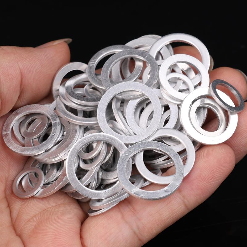 100pcs M6-M16 Car Sealing Gasket Aluminum Screw Washer Auto Engine Bottom Oil Drain Screw Sealing Gasket Accessories