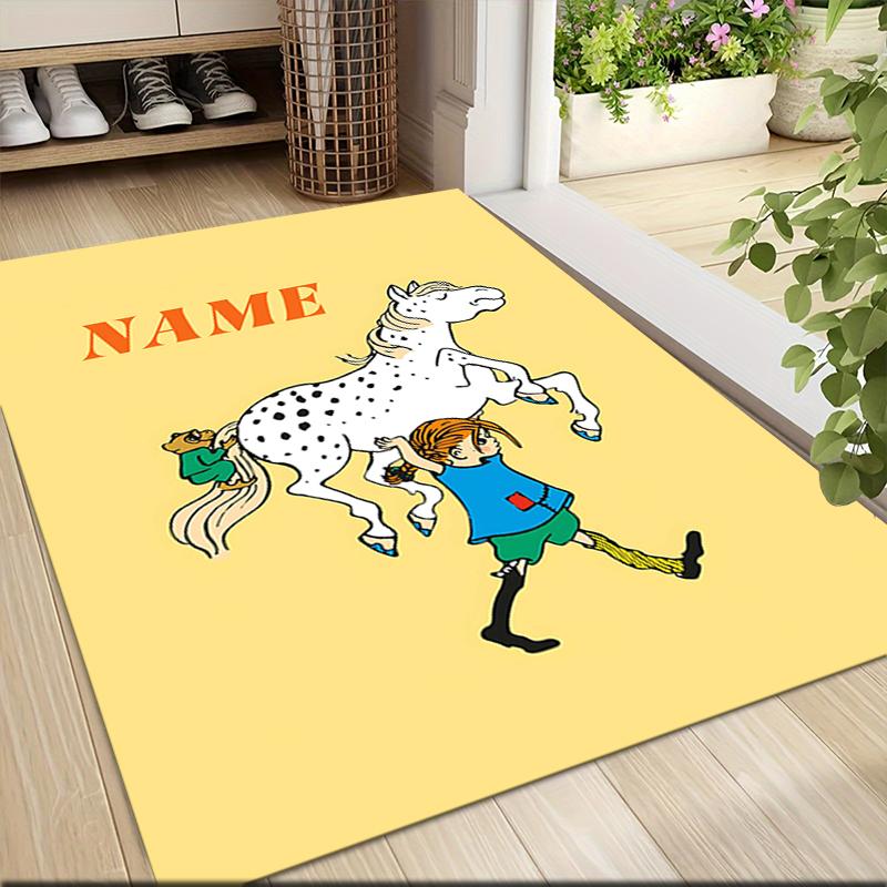 Custom Name Friendship Between Child Horse Carpet Rug Customizable Soft Washable Anti-Slip Home Living Room Sofa Mats Personalized Rug. 0909324