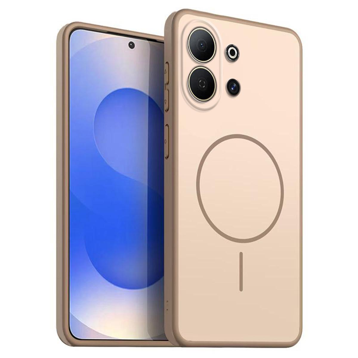 Non-Magnetic MagSafe Style Case for TECNO SPARK Go 3 Decorative Magnetic Ring Frosted Casing Shockproof Cover Narzo 50A Prime золотой