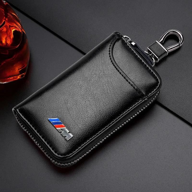 BAGF7 Car Sticker Hot For BMW Leather Car Key Bag Keychain Case Storage Cover For BMW M Performance M3 M5 M6 F01 G20 X1 X2 X3E60 F10 F