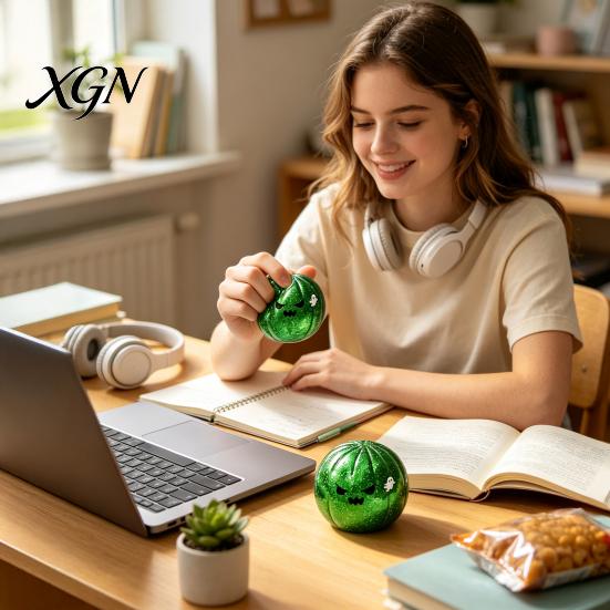 Calming Toys for Anxiety Halloween Glitter Dumpling Squeeze Toy, Slow Rising Soft TPR Fidget Toy Tpr Adults Kids, Palm Size Decompression Ball Relief