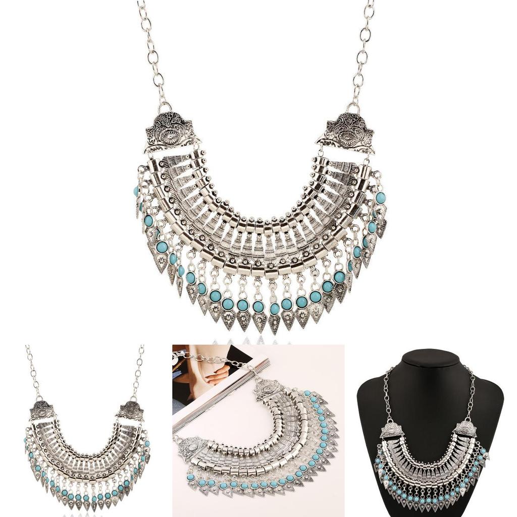 Ethnic Style Simulation Gemstone Decoration Tassel Design Women Necklace For Spring 2024
