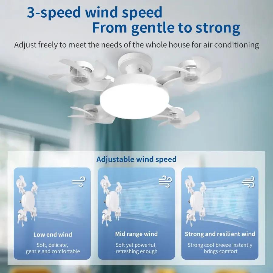 2-in-1 60W Fan Light E27 Drone Design Ceiling Fan Light with Remote Control AC85-265V Fan Lighting Bulb for Home Restaurant