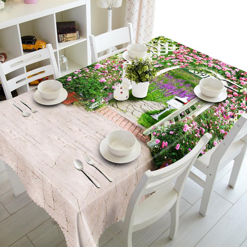 Floral Hurdles Tablecloth Wedding Ceremony Landscape Pattern Waterproof Thicken Rectangular And Round Table Cloth For Wedding