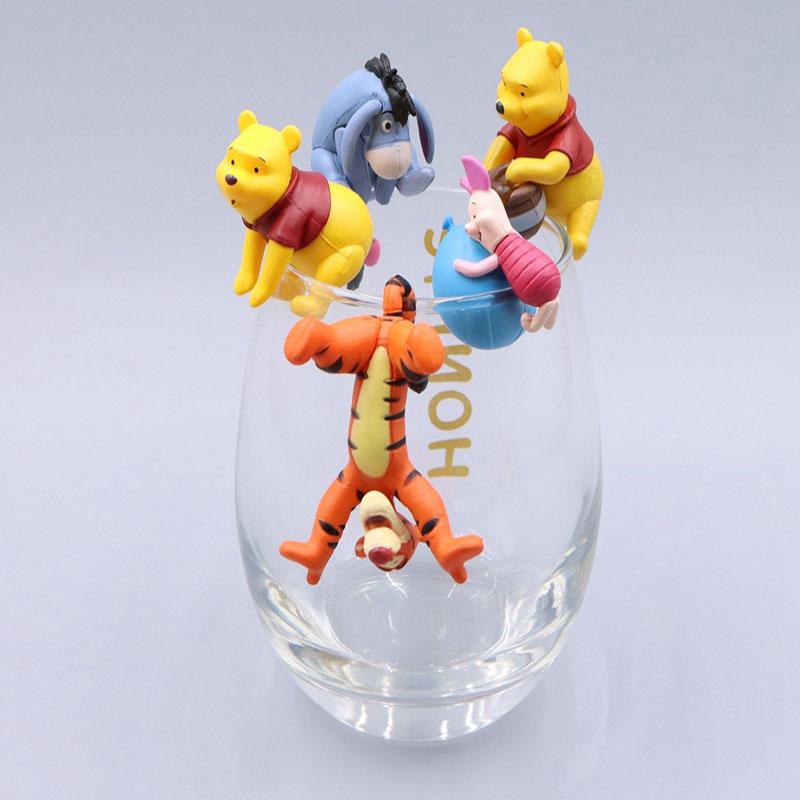 

5pcs/set Creative Cartoon Winnie the Pooh Action Figure Toy Piglet Eeyore Miniature Model Kids Collectible Toys Cup Edge Decor